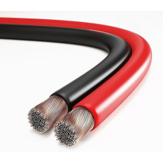 conecto Speaker Cable CCA 2 x 4.00 mm², 20.0 m, Audio Cable with Polarity Marking for HiFi Speaker Boxes Subwoofer, Red/Black