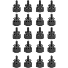 20 Pack Computer Case Thumb Screws, 6-32 Thumb Screws with Full Thread, Anodized Aluminum Alloy Housing for Cover/Power Supply/PCI Slots/Hard Drives (Black)