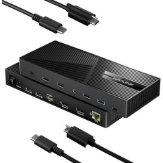 WAVLINK KVM Switch 2 PC 3 Monitors, USB-C HDMI KVM Switch 4K @ 60Hz with 230W PD, 2xDP, HDMI, 5xUSB Ports, Ethernet, Audio/Mic, for 2 Computers Share Keyboard, Mouse, Printer, U Disk, Card Reader