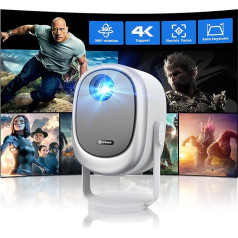 Mini Projector, Mini Projector, 360° Adjustable Stand: EXTRAVIS H1 Portable Projector 500ANSI, Car Keystone and Electric Focus, Intelligent Video Projector, Home Projector, Ceiling Projector