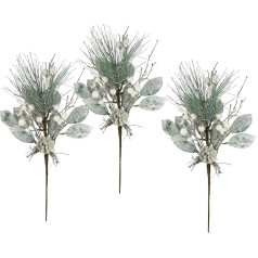 Artificial Fir Branch with Berries Cones Star Set of 3 44 cm Decorative Branch Large Branch Flowers Artificial Branches for Advent Wreaths Garlands Floor Vase Christmas Decoration Floristry Artificial