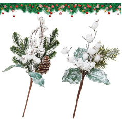 Cosiesnest Artificial Christmas Branches, Assorted Christmas Branches, Christmas Tree Pick, Artificial Fir Branches, for Christmas Wreaths, Vase, Holiday Decoration, Ornaments, DIY Crafts, Home Decor