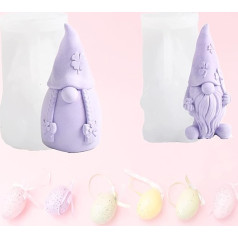 Santa Claus Gnome 3D Candle Mould Silicone Mould Christmas Gnome Silicone Mould, Candle Silicone Moulds, Candle Soap Mould for Handmade Ornaments Scented Candle (2 Pieces)
