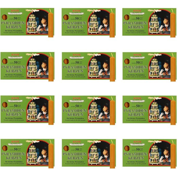 OLShop AG Knox Pyramid Candles, Natural, Pack of 12 (12 x 50 Pieces), Size: Approx. 14 x 70 mm Christmas Candles