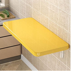 Capxxin Yellow Folding Table Wall Mounted Modern Minimalist Folding Table Multifunctional Laptop Desk Dining Table with Brackets (80x40cm/31x15.7inch) Needed