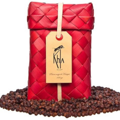 KHLA - Red Kampot Pepper Premium GGA - 100g - Peppercorns in Bag - Organic - Traditional Packaging in Palm Leaves