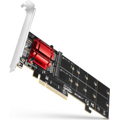 Axagon Pcem2-nd pcie kontrolieris x 8, 2x slots m.2 nvme m-key RAID atbalstam, kas nav bifurkācijas plates, iekļauts, sp & lp