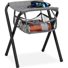 Relaxdays Camping Stool with Bag, Foldable, Without Backrest, Camping, Garden, Portable Stool, HBT 40 x 35 x 30 cm, Grey