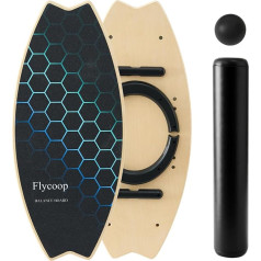 Balance Board Adult, Flycoop Balance Board, Wooden Balance Board, Indoor Board, Surf Skateboard, Indoor Surfboard, Trickboard, Balance Board, Balance Trainer Including Roller and Balance Ball