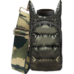 Feunu Crossbody Water Bottle Bag with Pouch Pocket, Quilted Buffer Hydrobag, Water Bottle Tote Bag with Adjustable Strap, Water Bottle Accessories for Gifts, Green (Army Green)