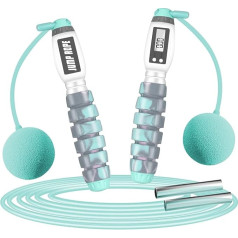 VINSOC Skipping Rope with Counter, EVA Speed Rope Skipping Rope Adult with Calorie Counter for Weight Loss, Length Adjustable Rope for Men, Women and Children - Foam Handle