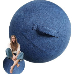 ZULOW Gymnastikball-Stuhlbezug, maximale Größe (55 bis 75 cm), für Heimbüros, Balance-Training, Yoga-Geburtsball-Abdeckung (Farbe: Blau, Größe: 65 cm)