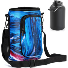 Luxfuel Wasserflaschen-Tragetasche mit Handytasche, Wasserflaschenhalter mit verstellbarer Schulter-Handschlaufe, Neopren-Sport-Wasserflaschenzubehör für Wandern, Reisen, Camping