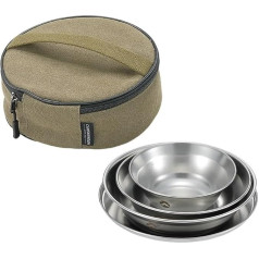 Stainless Steel Bowl Plate Pan Crockery Set Stainless Steel Outdoor Tableware Set Camping Tableware Set Soup Bowl Set Equipped with Storage Bag