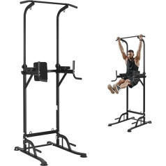 VEVOR Power Tower Dip Station, 10-Level Height Adjustable Pull-Up Bar Stand, Multifunctional Strength Training Fitness Equipment for Home Gym with 7-Level Adjustable Backrest
