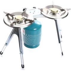 rg-vertrieb Stove Gas Stove Pot Cover Double Burner Camping Stove for Gas Bottle 22 cm