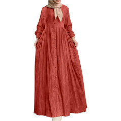 Women's Plus Size Long Sleeve Casual Autumn Summer Dress Loose Swing Going Out
