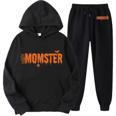 Laufanzug Damen Set, Hoody und Sporthosen, Kapuzenpullover Set Halloween Bedruckt Sportanzug Kapuze 2-Teiliges Tracksuit Set Lässig Loose Loungewear-Outfits 2024 Stilvolle Sport Outfit Running