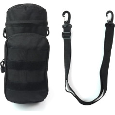 Jipemtra Tactical Military Molle Water Bottle Pouch H2O Hydration Carrier Holder Military Molle Tactical Travel Carry Bag for Outdoor Activities Running Cycling Camping (Black)