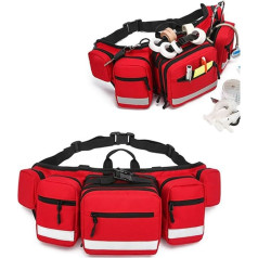 SULQING Erste-Hilfe-Gürteltasche, Erste-Hilfe-Taschen leer, Rettungsschwimmer-Hüfttasche, tragbare Trauma-Tasche mit reflektierendem Streifen, ideal für Wandern, Camping und Outdoor-Sportarten