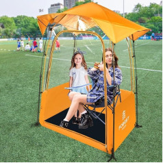 Waterproof Sports Tent with Removable Rain Cover, Instant Pop Up Sports Tent, Portable and Durable Outdoor Tent - 1~4 Person (Blue-Orange)