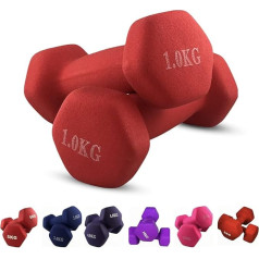 JIM Pair of Dumbbells 2 x 1 kg Hexagonal PVC Soft Touch