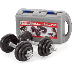 York 20kg Cast Iron Dumbbell Set and Case