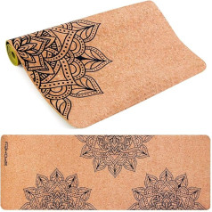 Spokey Savasana Yoga Mat 183 x 60 x 0.4 cm | Non-Slip, Stabilising and Safe | for Yoga, Pilates, Fitness and Gymnastics | Made of Environmentally Friendly Cork and TPE, 100% Organic