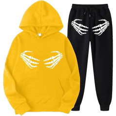 Eauptffy Tracksuit Women's Y2K, Hoodie and Tracksuit Bottoms, Hoodie Suit Print Halloween Jogging Bottoms Set 2-Piece Cap Sweatsuit Loose Casual Loungewear Fashion Festive Sports Set Running