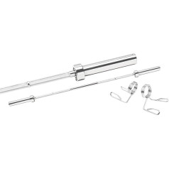 Bad Company Olympia Barbell Bar incl. Spring Collars 50/51 mm, Knurled and Marked Barbell Bar with Ball Bearings, Chrome, 152/168/183/220 cm, Spring Steel, Weight Loads 300-750 kg