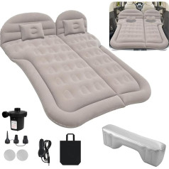 Car Air Mattress SUV Inflatable Mattress with Pump MPV Air Bed Camping Car Cushion Thicker Back Seat Air Mattress with Two Cushions for Camping Travel Backyard Beach (Grey)