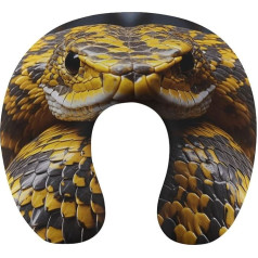 WYUSPGK Travel Pillow, Yellow Snake Print Neck Pillow, U Shaped Pillow, Travel Neck Pillow, Memory Foam Pillow, Airplane Pillow, Portable Pillow