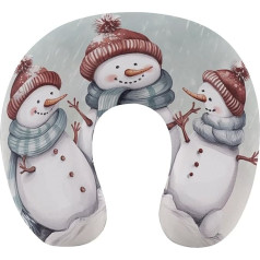 WYUSPGK Travel Pillow, Winter Snowman Print Neck Pillow, U-shaped Pillow, Travel Neck Pillow, Memory Foam Pillow, Aeroplane Pillow, Portable Pillow