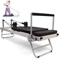 Foldable Pilates Reformer Machine Home Gym Workout Up to 120kg Weight Capacity Multifunctional Foldable Yoga Bed Fitness Equipment