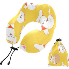 WDdZzyy Portable U-Shaped Travel Pillow for Airplane Yellow Shiba Dog Travel Neck Pillow