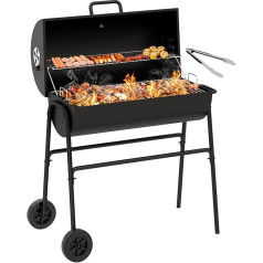 YITAHOME M Charcoal BBQ Smoker Grill Trolley with Height-Adjustable Carbon Pan & Thermometer, Stand Grill for Party, Camping, Garden, Includes Kitchen Tongs