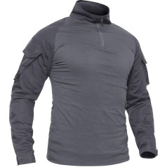 TACVASEN Men's Slim Fit Cotton Shirt / Outdoor Military T-Shirt with Pocket