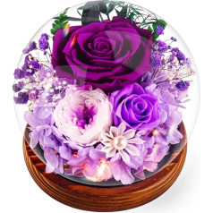 Touloube Purple Eternal Rose Gifts for Women, Preserved Infinity Roses Flower Light LED Eternal Gift Set Birthday, Rose Gifts for Mother, Girlfriend, Wife, Mother's Day, Anniversary