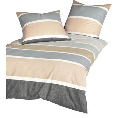 Janine Palermo Bed Linen 135 x 200 cm + 80 x 80 cm Soft Mako Satin Duvet Cover with Zip 100% Cotton Oeko-Tex Opal Grey Linen