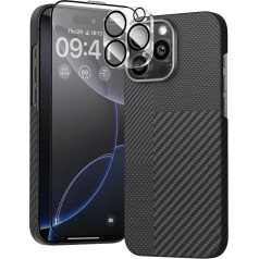 JUESHITUO For iPhone 16 Pro Case, Carbon Aramid Ultra Thin Mobile Phone Case Compatible with MagSafe, Shockproof, Scratch-Resistant, Protective Case, Anti-Fingerprint Case with Camera Protection