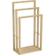 WENKO Handtuchbutler Mod. Bambusa, Towel Stand Made of Sturdy Bamboo with 3 Bars for Towel Storage, Width 42.5 x Height 82 x Depth 23.5 cm, Natural