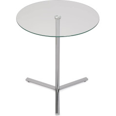 Versa 18790070 - Sidetable, Silver Coloured, Toughened Glass, 56 x 50 x 50 cm