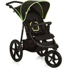 Hauck Runner Tricycle Jogger Buggy up to 25 kg with Reclining Function from Birth, Large Pneumatic Wheels for every Terrain, Height-Adjustable Push Handle, Compactly Collapsible Black/Neon Yellow