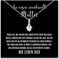 BYLITZ An meine/unsere Mama/Mutter 925 silver chain with personalised card necklace for mum for birthday, Mother's Day, Women's Day or Christmas