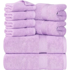 Utopia Towels 8 Piece Premium Towel Set, 2 Bath Towels, 2 Hand Towels & 4 Face Cloths 600gsm 100% Ring Spun Cotton Gym Hotel & Spa (Lavender)