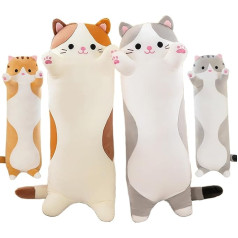 AMOZO Cat Cuddly Toys, Cute Long Cat Plush Toys, Cute Soft Cat Stuffed Toys, Plush Cushion Toy for Girls and Children (Grey, 130 cm)