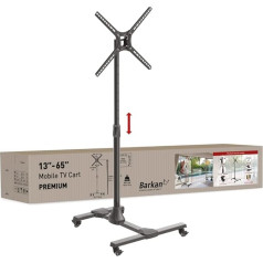 Barkan TV Trolley 13-65 Inch Tilting & Height Adjustable TV Stand, Holds up to 36 kg, Lockable Wheels, Trolley, for LED OLED LCD, Max. VESA 400 x 400, TV Mount