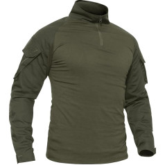 TACVASEN Men's Slim Fit Cotton Shirt / Outdoor Military T-Shirt with Pocket
