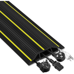 Floor Cable Protector, 3M Heavy Duty Floor Cable Cover with 3 Cable Channels, Rubber Wire Cover for Floor, Cable Cable Cover, Ideal for Office, Home, Workshop, Warehouse, Garage, Easy to Lay Flat