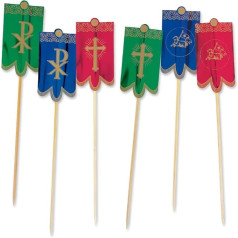 Pack of 100 Easter Lamb Flags for Easter, Easter Lamb, Flags in Red, Blue, Green